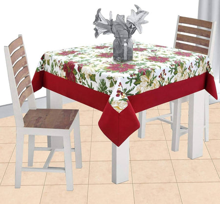 Airwill Cotton Floral Pattern 2 Seater Table Cloth - Maroon