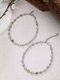NVR Women's Set of 2 Silver-Plated Star Design Anklets - Distacart