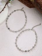 NVR Women's Set of 2 Silver-Plated Star Design Anklets - Distacart