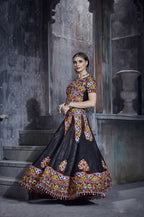 AI Fashion Black Art Silk Designer Navratri Lehenga Choli Collection