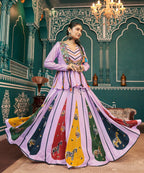 AI Fashion Lavender Poly Maska Silk Designer Navratri Lehenga Choli Collection