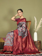 Shree Shyam Fashion Lichi Silk Teal Saree - Distacart