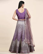 Lavender Organza Mirror With Coding Work Lehenga Choli with Dupatta - Tanya