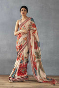 Beige Bright Moss Designer Digital Printed Party Wear Saree - Be Verly