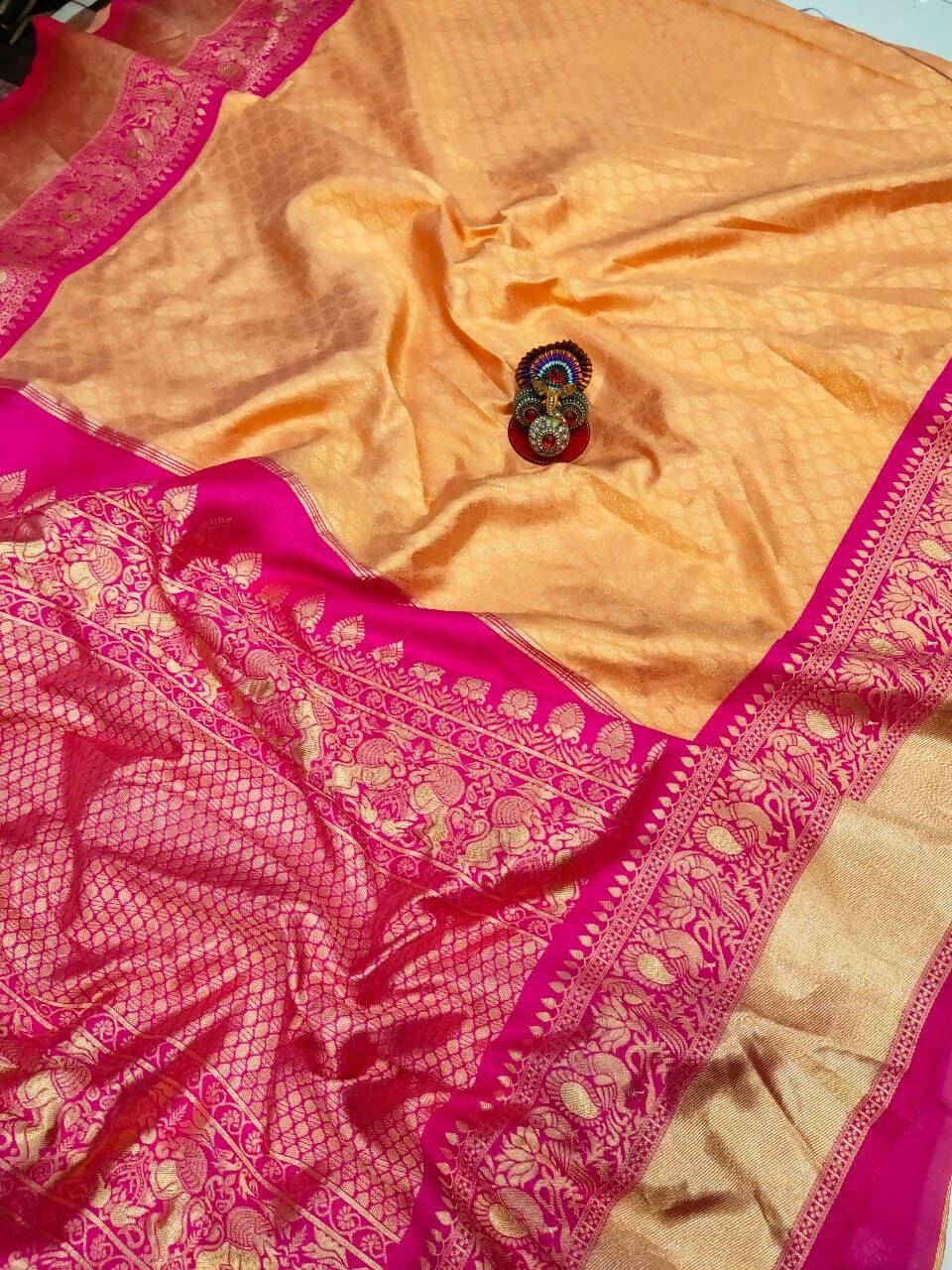 DEIANA'S Beautiful Designer Golden zari Soft Lichi Silk Saree - Yellow