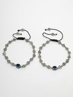 NVR Women's Evil Eye Black Silver Plated Adjustable Anklets - Distacart
