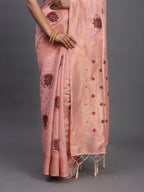 Shree Shyam Fashion Linen Cotton Light Pink Saree - Distacart