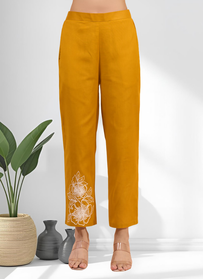 Joban Fashion Mustard Cotton, Linen Embroidered Readymade Cord Set - Distacart