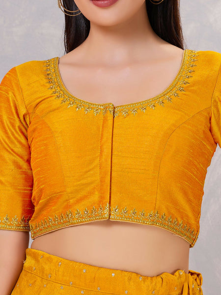 Joban Fashion Women Silk Mustard Stitched Blouse