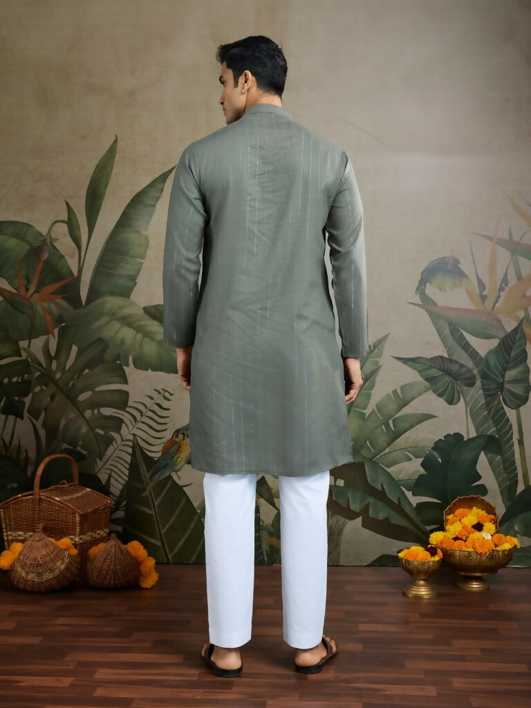 Vastranavya Rust Green Exclusive Viscose Rayon Festival Wear Real Mirror Work Kurta with Dupatta