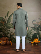 Vastranavya Rust Green Exclusive Viscose Rayon Festival Wear Real Mirror Work Kurta with Dupatta
