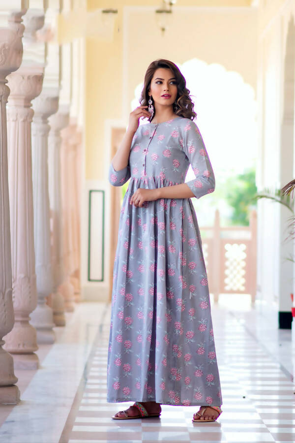 Partywear Designer Lavender Pure Maslin Gown - Anbazaar - Distacart