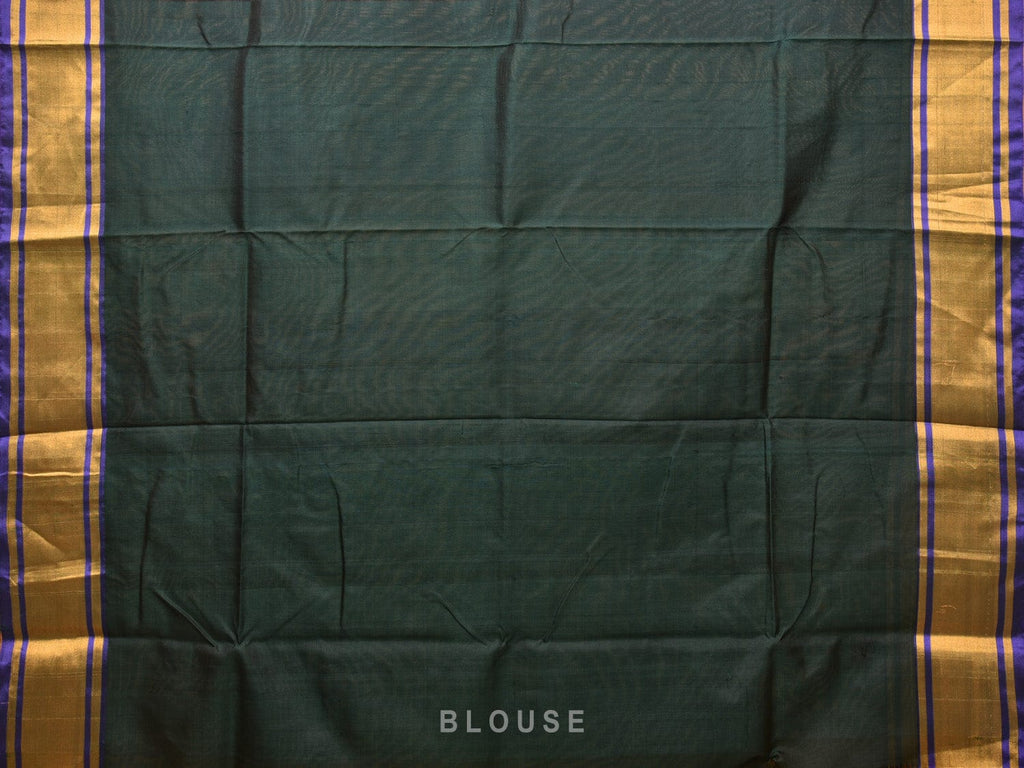 Olive and Dark Green Uppada Silk Handloom Saree with Buta Design - Global Threads