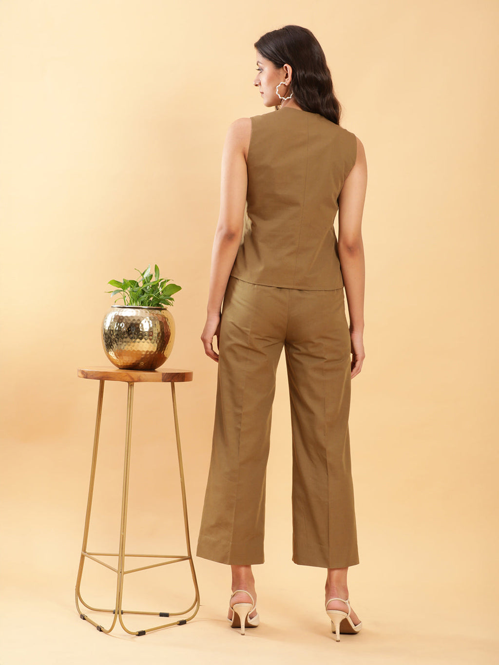 BohoJazz In-action Olive Green Tailored Waistcoat with Trousers Co-ord Set - Distacart