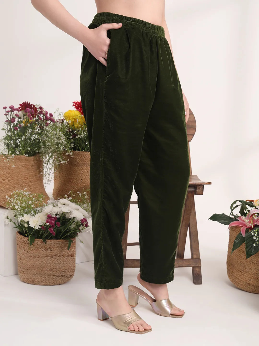 Yufta Olive Straight Embroidery Kurta And Trouser With Dupatta Set - Distacart
