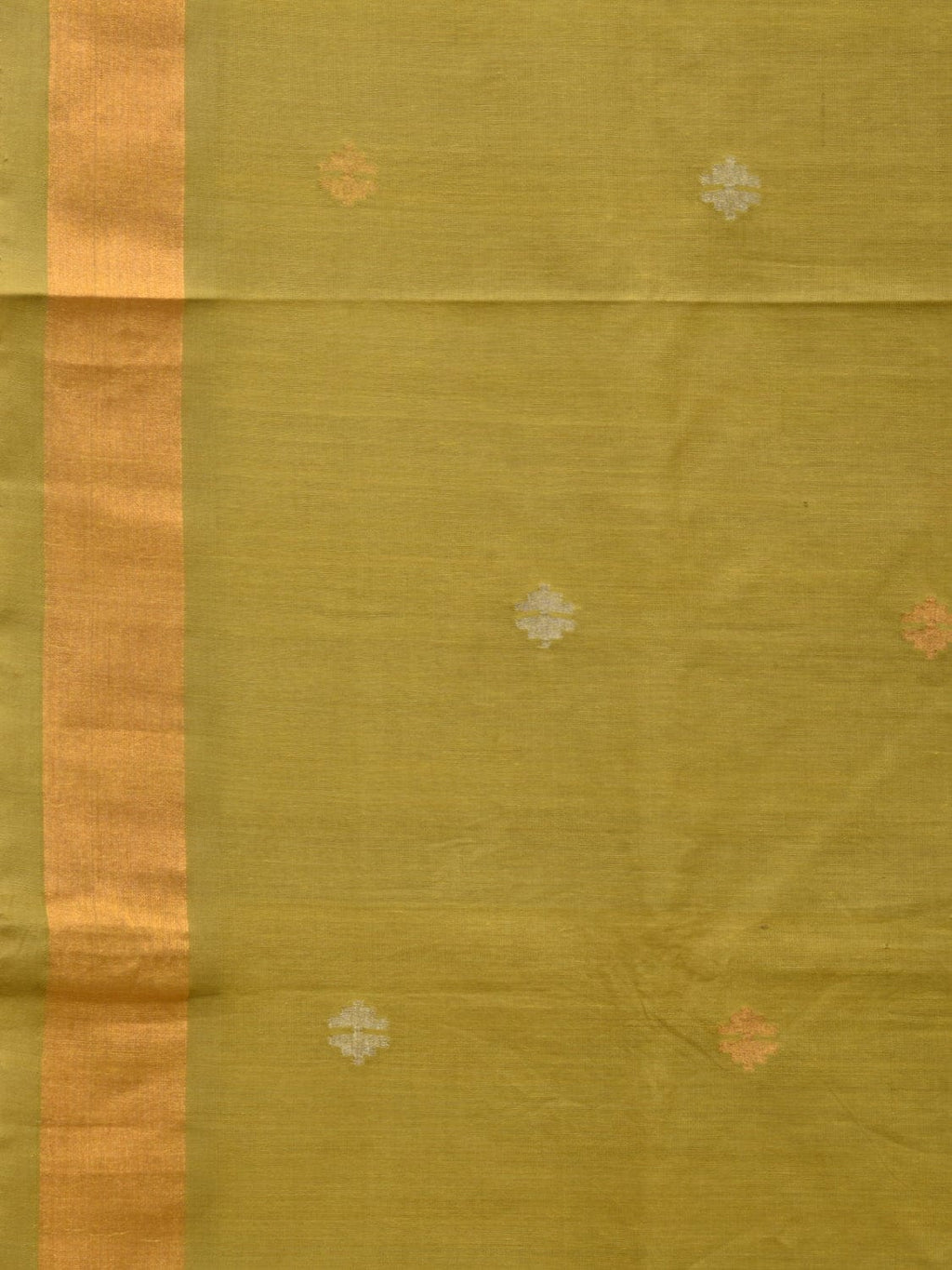 Olive Uppada Cotton Handloom Saree with Jamdani Pallu Design - Global Threads