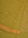 Olive Uppada Cotton Handloom Saree with Jamdani Pallu Design - Global Threads