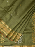 Olive Uppada Silk Handloom Saree with Karpur Pallu Design - Global Threads
