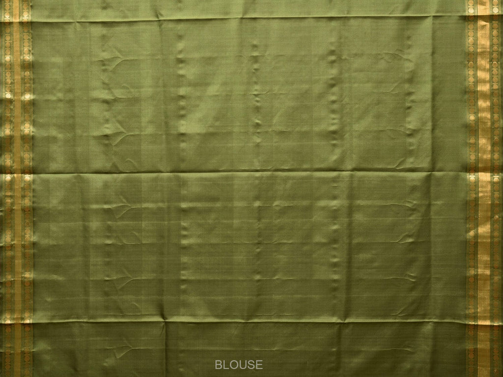 Olive Uppada Silk Handloom Saree with Karpur Pallu Design - Global Threads