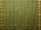 Olive Uppada Silk Handloom Saree with Karpur Pallu Design - Global Threads