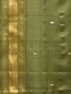 Olive Uppada Silk Handloom Saree with Karpur Pallu Design - Global Threads