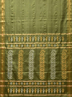 Olive Uppada Silk Handloom Saree with Karpur Pallu Design - Global Threads