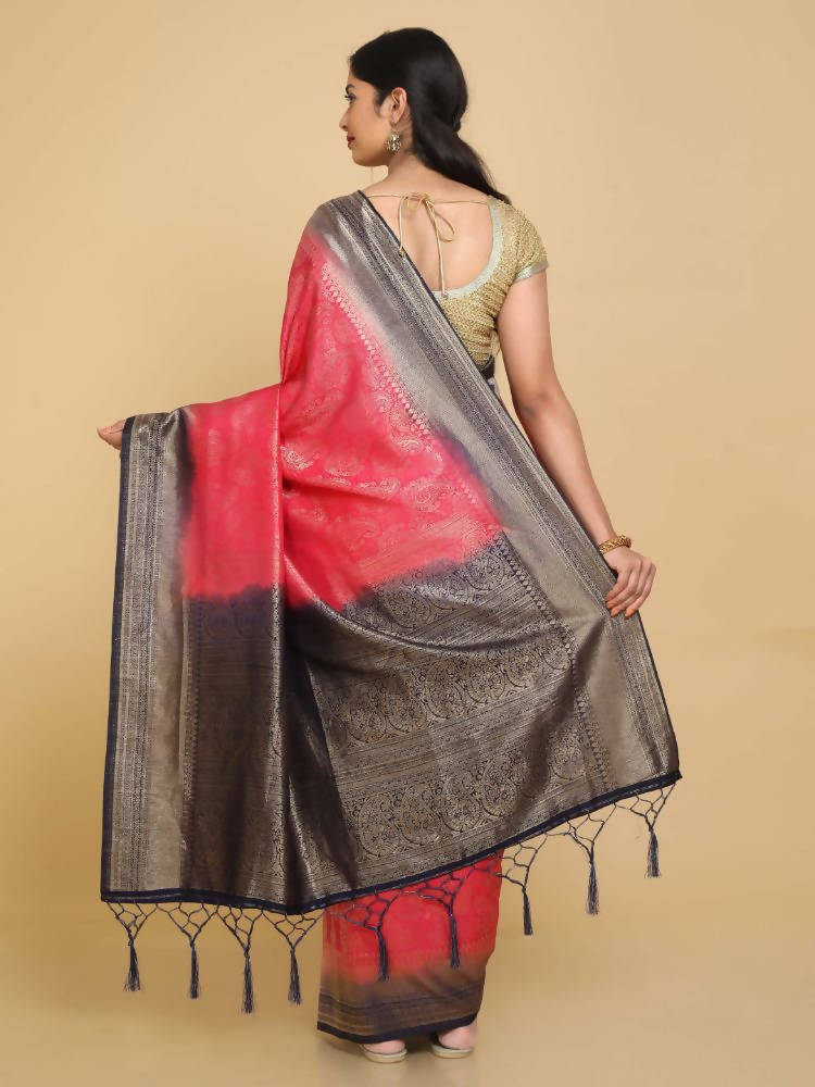 Kalamandir Ethnic Motifs Pink Silk Blend Saree