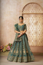 Kesar Fab Green Net Hand_Woven Lehenga