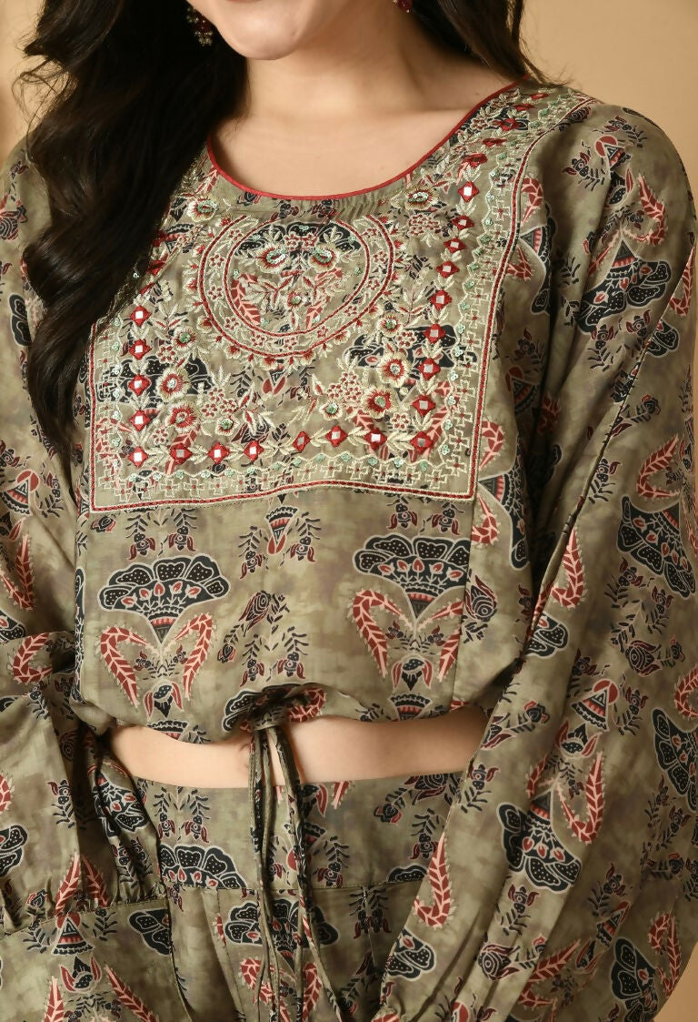 Joban Fashion D.Green Maslin Kurta Set