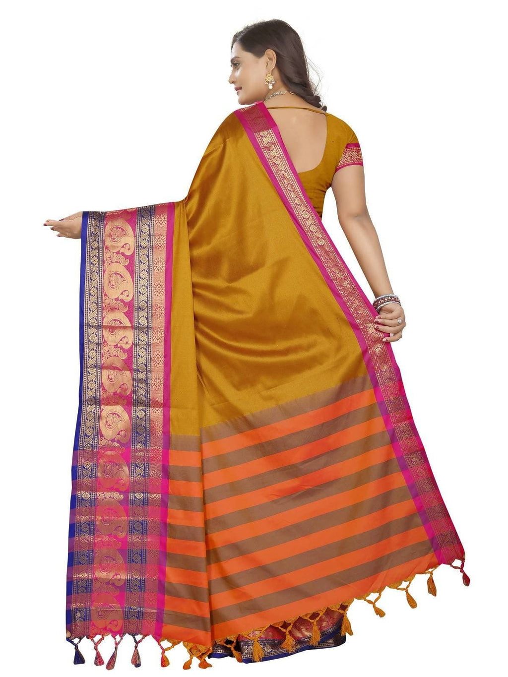 Vamika Banarasi Silk Mustard Weaving Saree