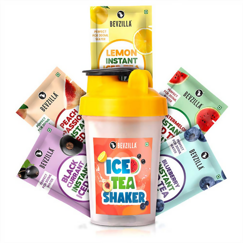 Bevzilla 5 Flavoured Iced Tea Sachets + Shaker - Distacart