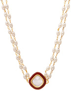 Ruby Raang Red Kundan & Pearl Choker