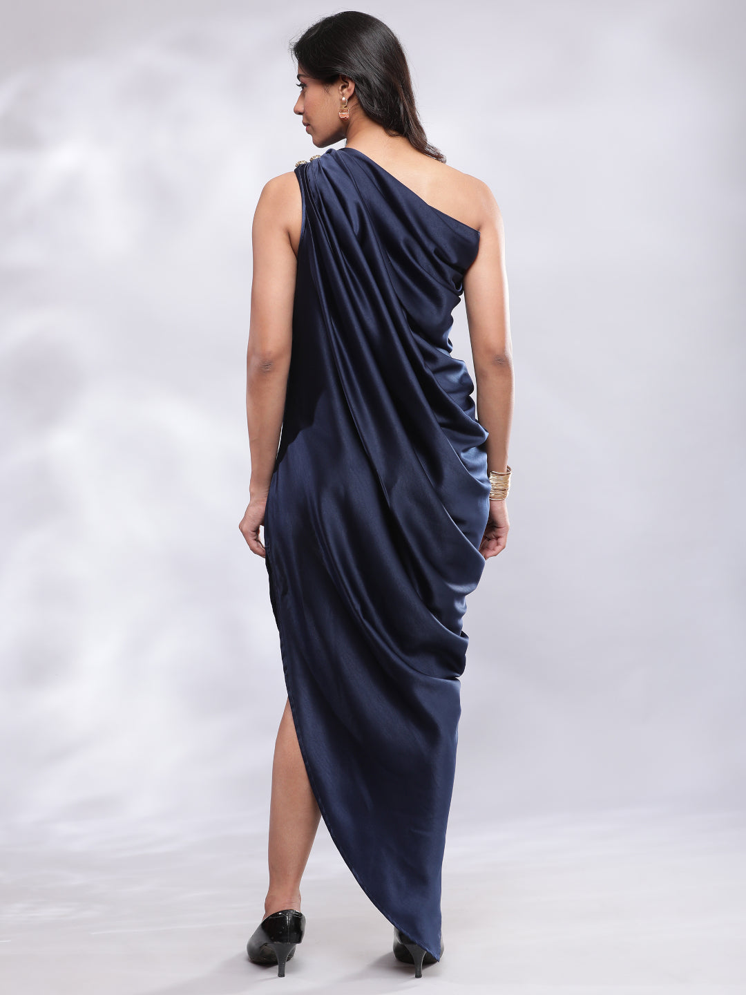 BohoJazz One Shoulder Drape Cowl Gown - Distacart