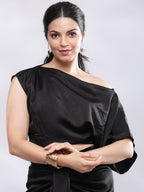 BohoJazz One Shoulder Drape Cowl Top - Black - Distacart