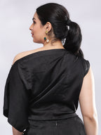 BohoJazz One Shoulder Drape Cowl Top - Black - Distacart