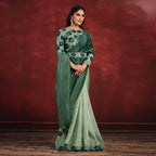 Sea Green Banarasi Crush Silk Sequence Thread & Stone Work/ Texture Pallu Saree - Mohmanthan Kimiya - Distacart