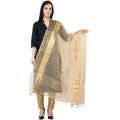 A R SILK VNS Tissue Zari Fancy Dupatta Golden Color Dupatta or Chunni