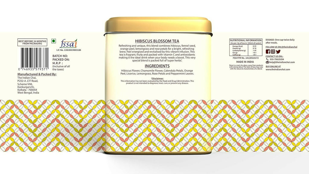 The Indian Chai - Hibiscus Blossom Tea 30 Pyramid Tea Bags - Distacart