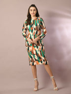 Myshka Women's Multi Printed Knee Length Party Embellished Skirts