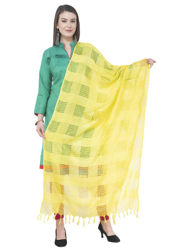 Mominos Fashion Moeza Lemon Yellow Window Cotton Dupatta - Distacart