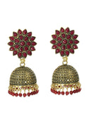 Mominos Fashion Joharkamal Kundan work Jhumka with Maroon Beads - Distacart