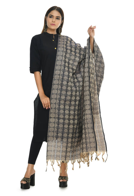 Mominos Fashion Moeza Beautiful Handloom Cotton Navy Blue Dupatta