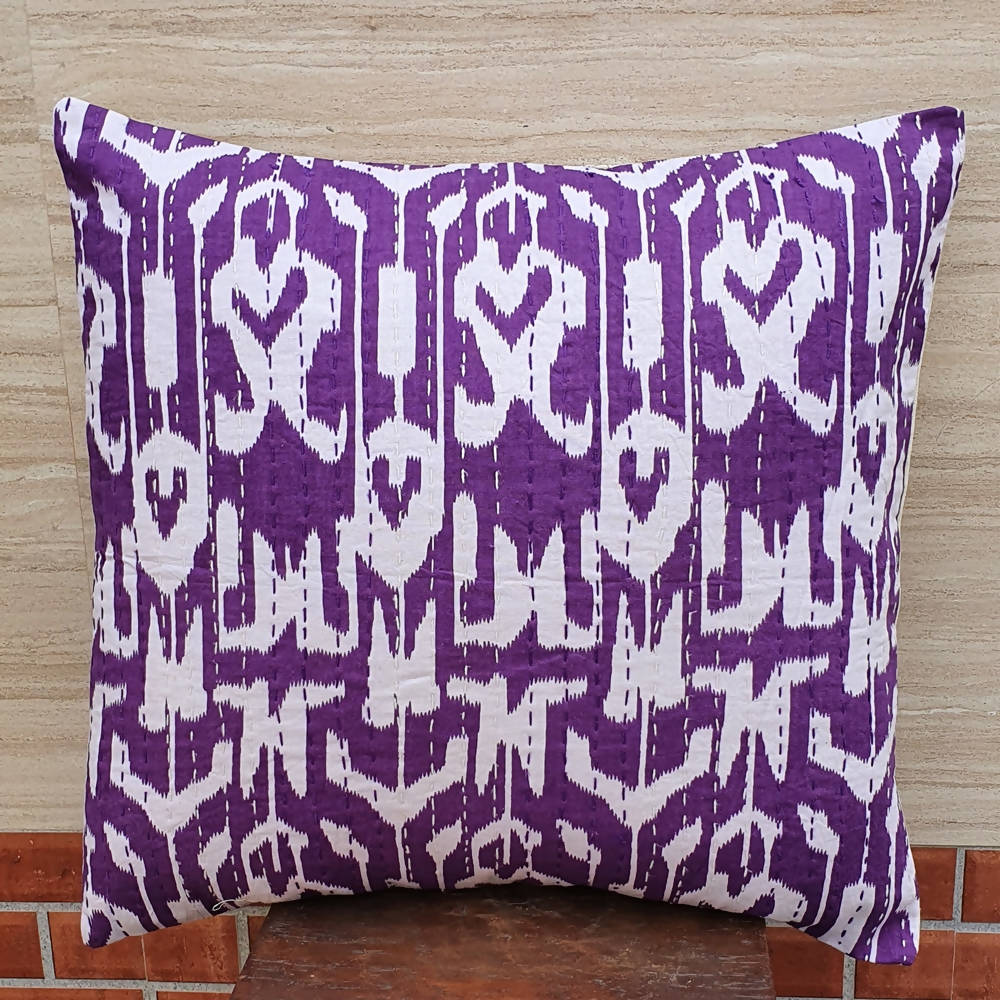 The Decor Nook Purple Base With White Print Cushion Cover