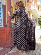 Vamika Poly Rayon Printed Wine Red Party Wear/Casual Wear/Office Wear Kurta Set/Suit
