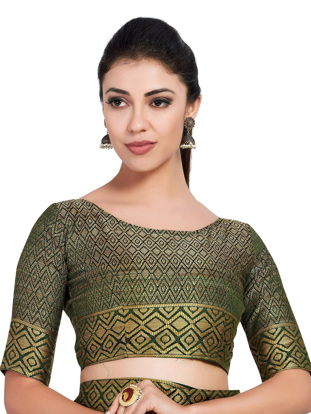 Mimosa Women's Dark Green Kanchipuram Art Silk Saree - Distacart