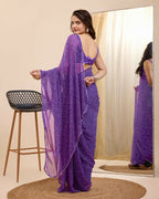 Purple Georgette Designer Printed Ready To Wear Saree - Ibiza