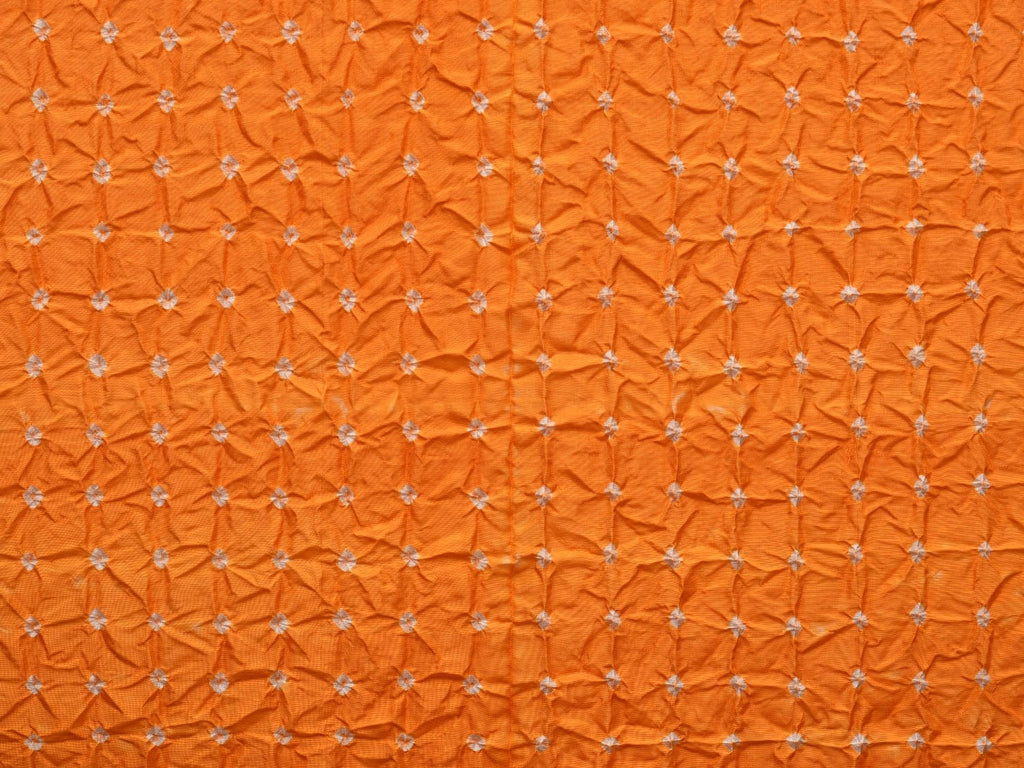 Orange and Red Bandhani Kanchipuram Silk Handloom Dupatta with Border and Chakra Design - Global Threads
