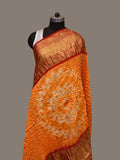 Orange and Red Bandhani Kanchipuram Silk Handloom Dupatta with Border and Chakra Design - Global Threads