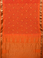 Orange Bandhani Kanchipuram Silk Handloom Saree with Small Buta Design - Global Threads