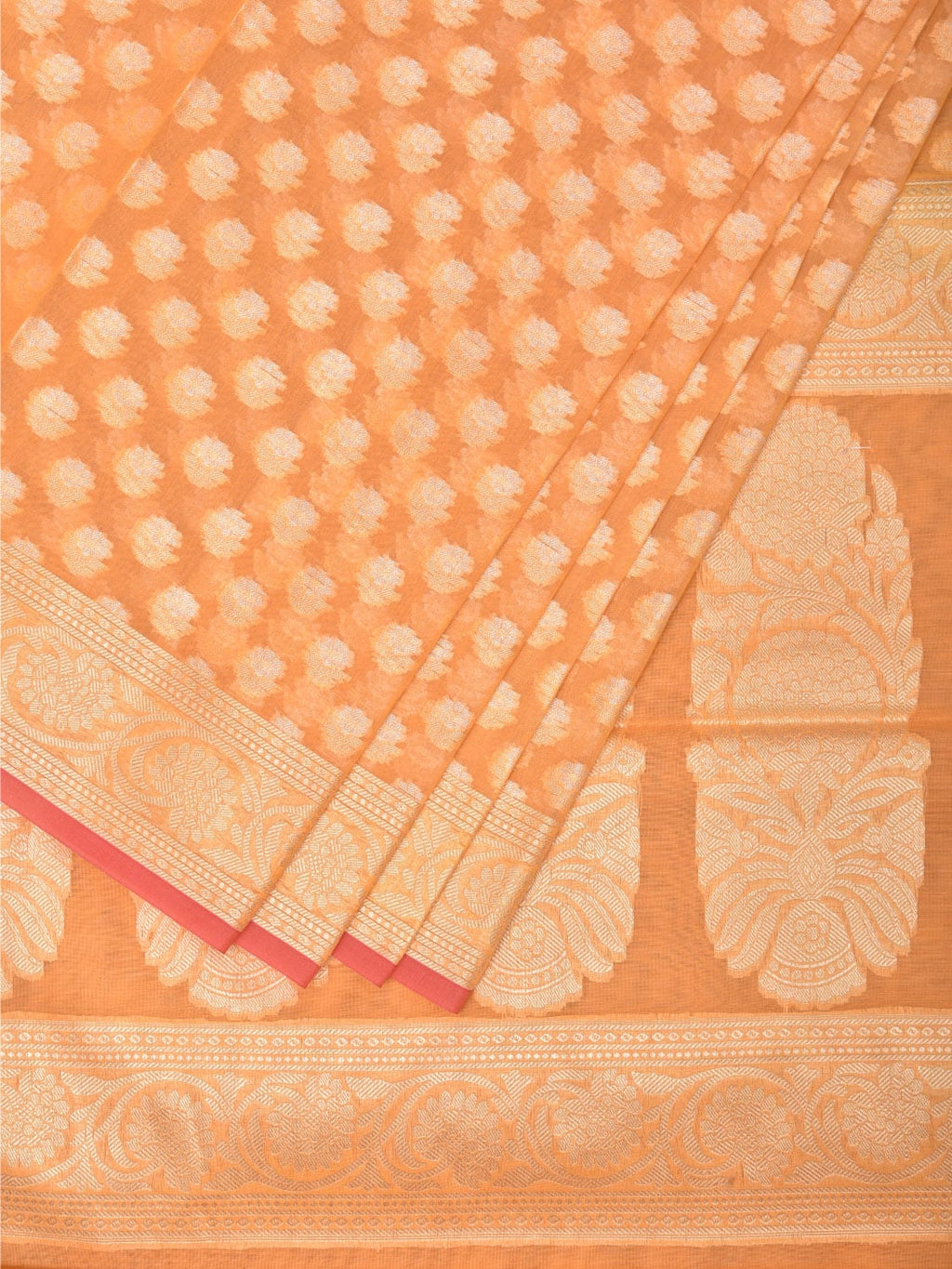 Orange Cut Work Cotton Silk Saree with All Over Banaras Design - Global Threads